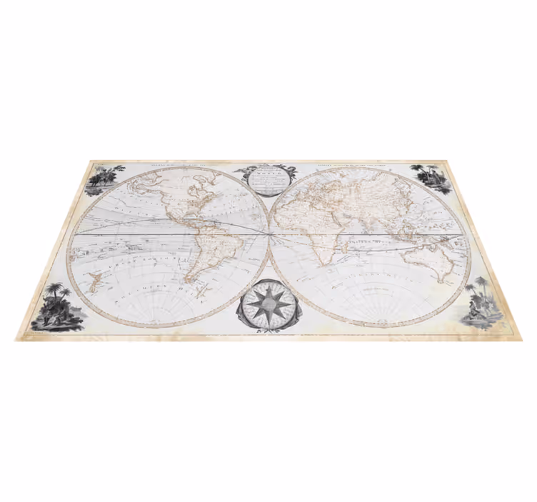 Vinyl teppich weltkarte aquarell vintage weltkarte - TenStickers