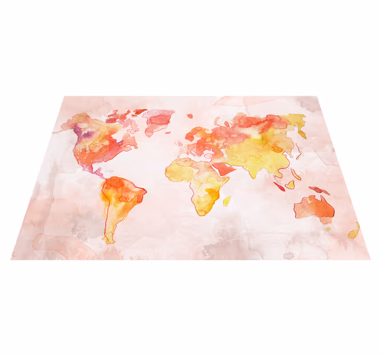 Vinyl teppich weltkarte in zarten aquarellfarben - TenStickers