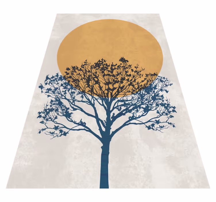 Vinyl teppich blumen baum mit sonnenaufgang - TenStickers
