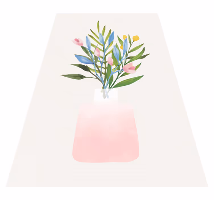 Vinyl teppich blumen im topf - TenStickers