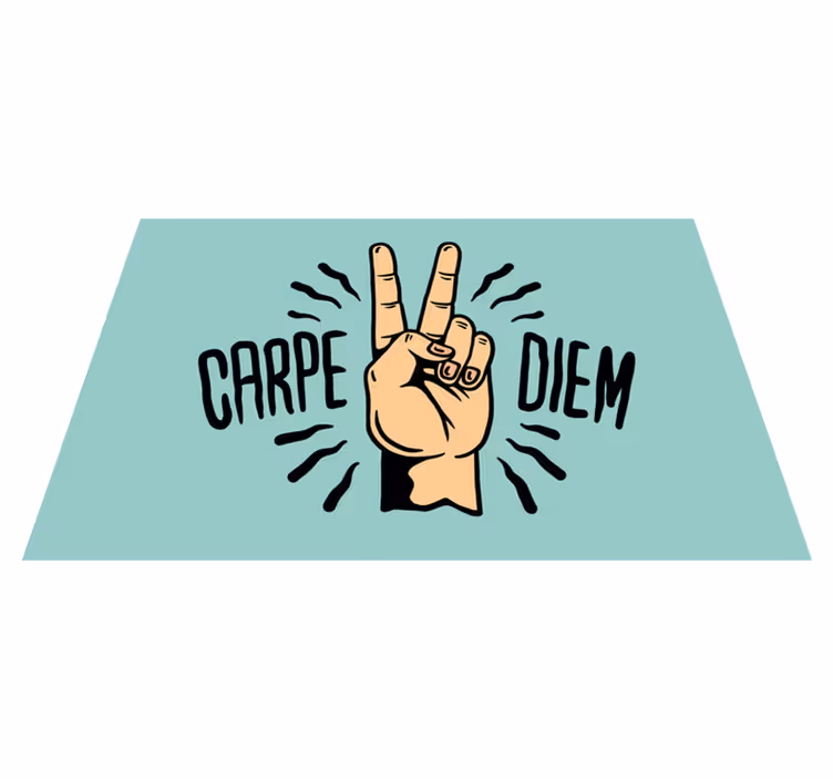 Vinyl teppich spruch carpe diem friedenshand illustration - TenStickers