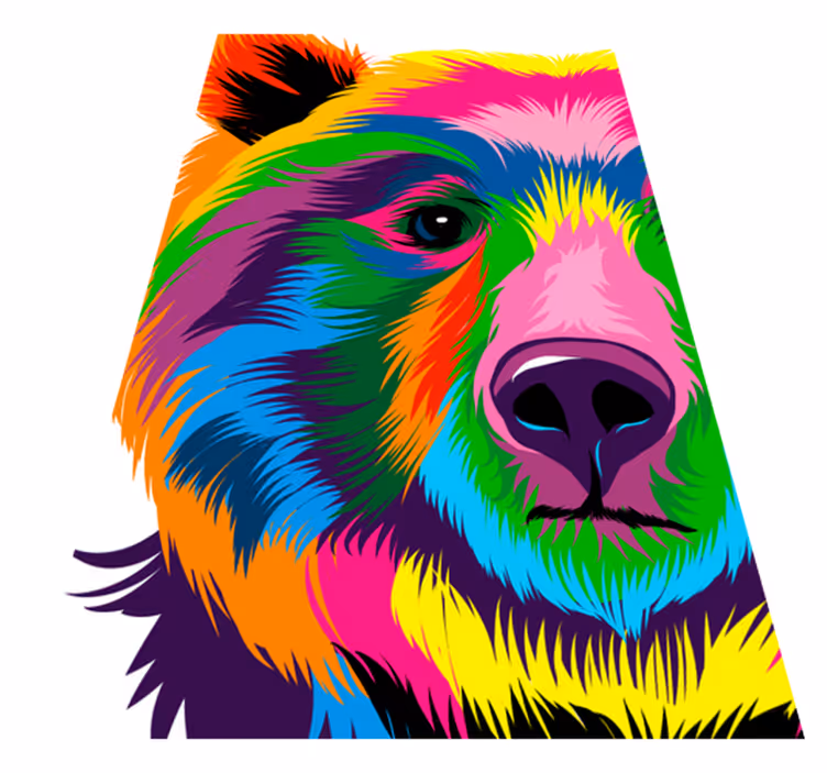 Geometrischer vinyl teppich bunter bär - TenStickers
