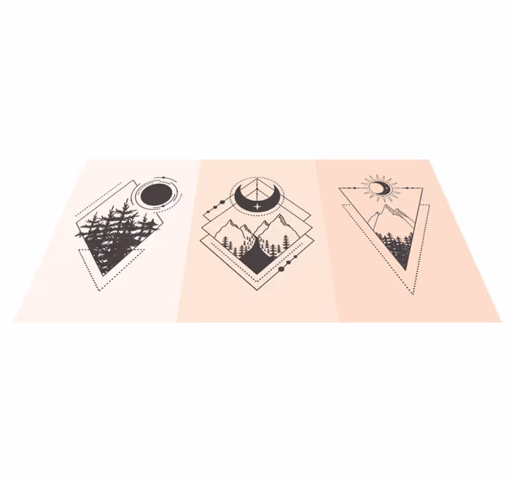 Vinyl teppich geometrisch baum und mond - TenStickers