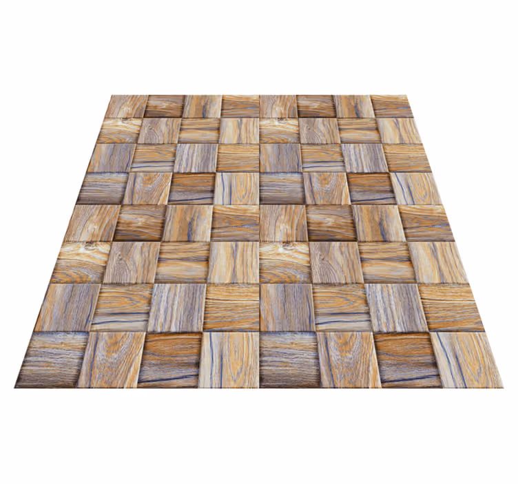 Vinyl teppich geometrisch 80er holzimitat mosaik - TenStickers