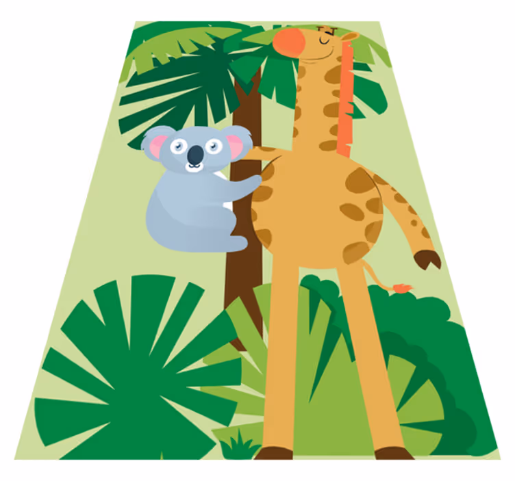 Vinyl teppich kinder koalas umarmen eine giraffe - TenStickers
