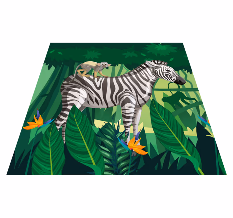 Vinyl teppich kinder giraffe zebra und affe quadres 4 - TenStickers