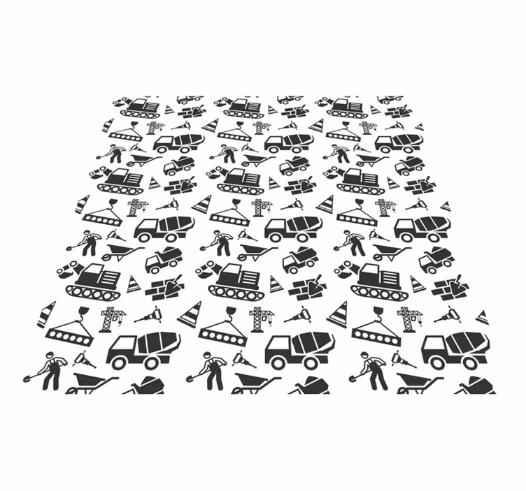 Vinyl teppich kinder in einfarbig bagger und lastwagen - TenStickers