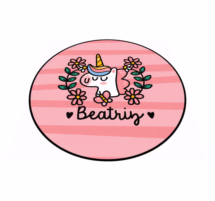 Vinyl teppich kinder mit süßem blumen-einhorn - TenStickers