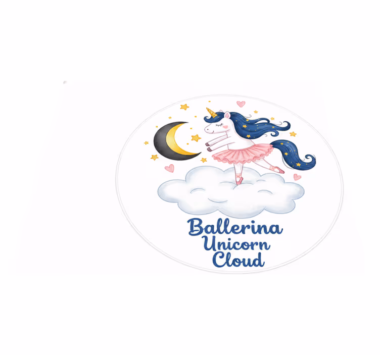 Vinyl teppich kinder ballerina einhorn auf wolke - TenStickers