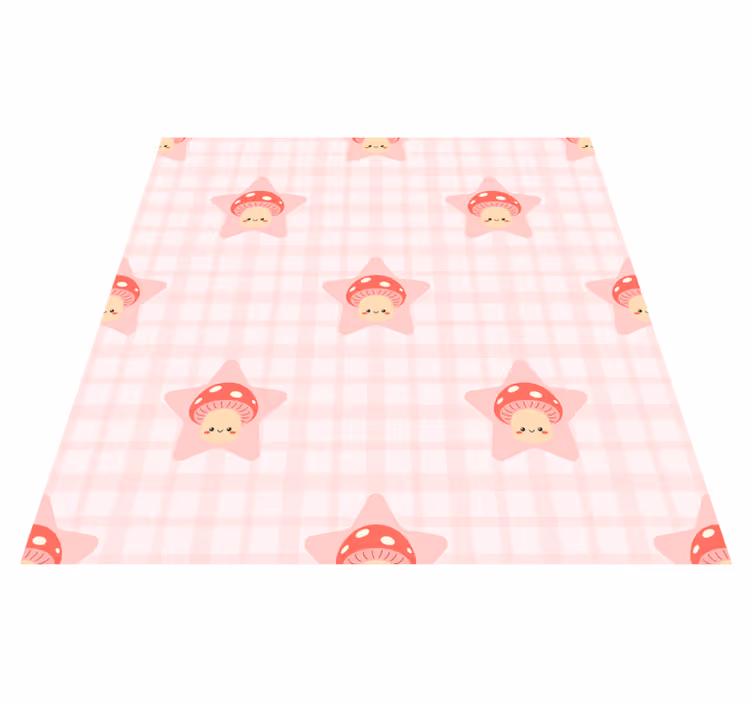 Vinyl teppich kinder mit niedlichem rosa pilzmuster - TenStickers