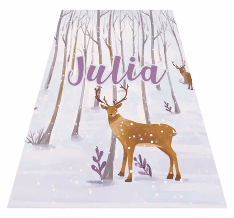 Vinyl teppich kinder skandinavischer winterwald mit tieren - TenStickers