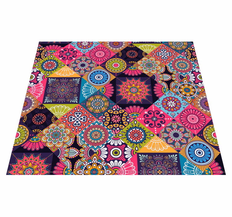 Vinyl teppich wohnzimmer dunkle mandala fliesen - TenStickers