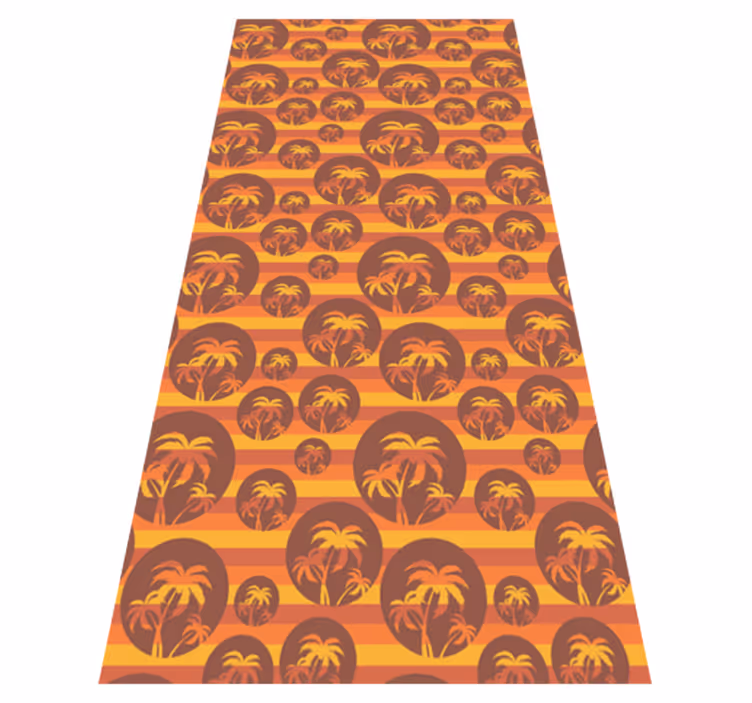 Brauner vinyl teppich retro sonnenuntergang und palmen - TenStickers