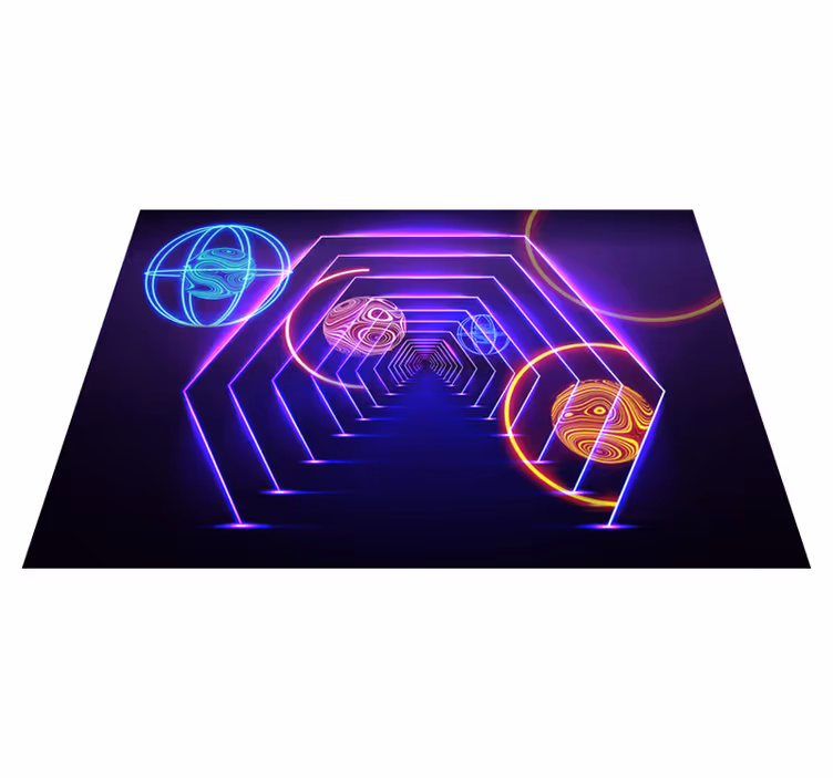 Vinyl teppich lila neon hexagon tunnelblick - TenStickers