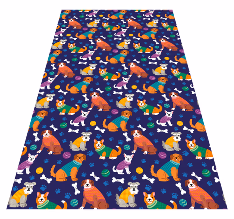 Vinyl teppich lila mit buntem hundefliesenmuster - TenStickers