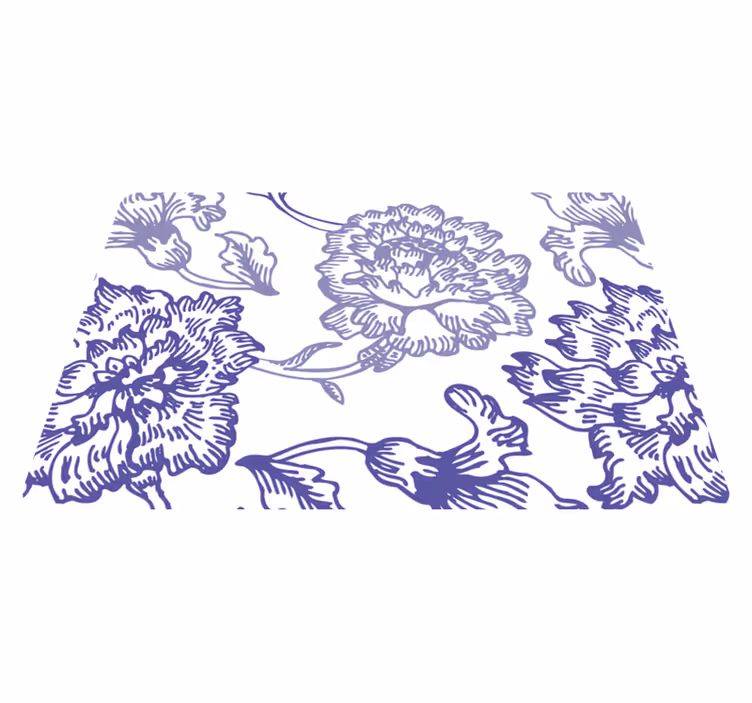 Vinyl teppich lila mit zartem lila blumenmuster - TenStickers