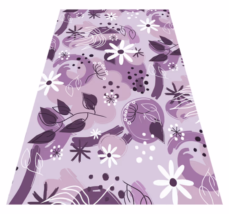 Vinyl teppich lila mit verschiedenen lila blumen - TenStickers
