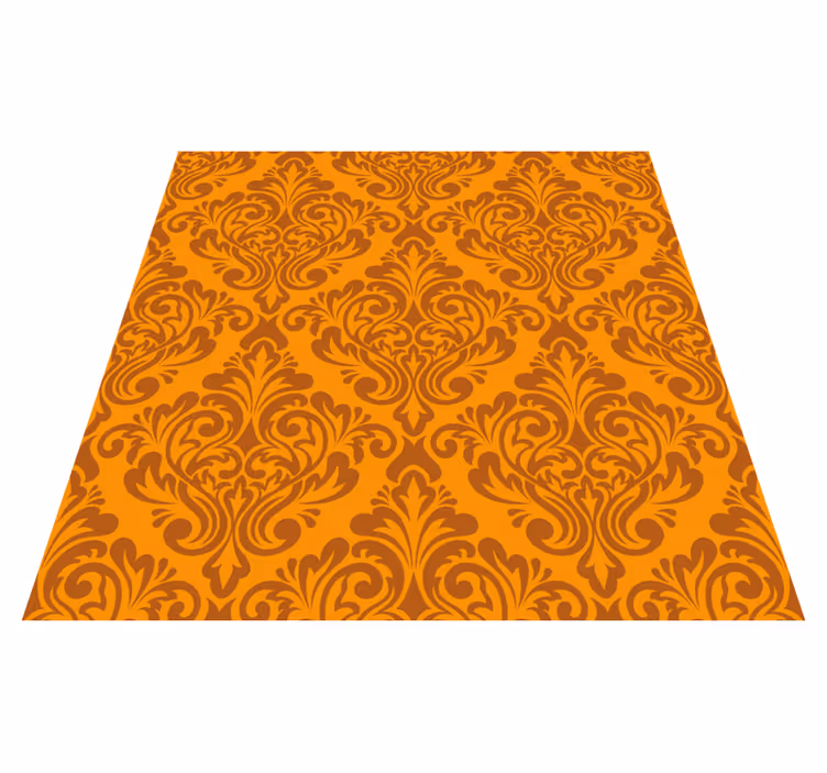 Vinyl teppich orange im vintage damask design - TenStickers