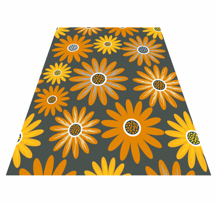 Vinyl teppich orange mit orangefarbenen gänseblümchen - TenStickers