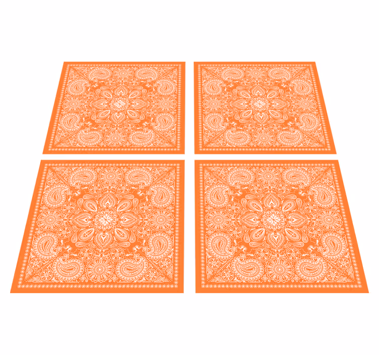 Vinyl teppich orange paisley fliesenmuster - TenStickers