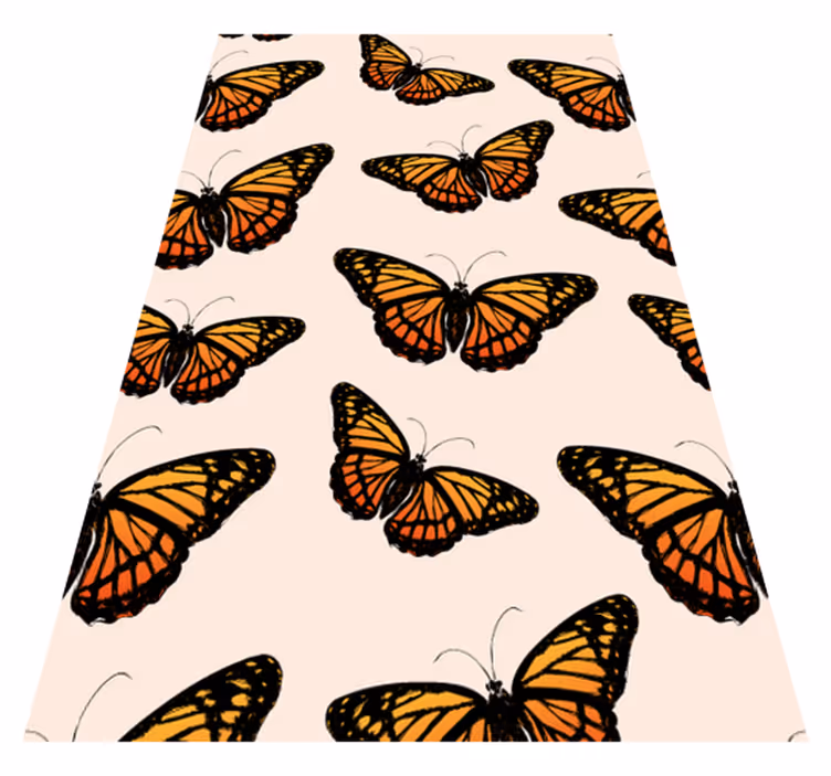 Vinyl teppich orange mit vintage monarch schmetterling - TenStickers