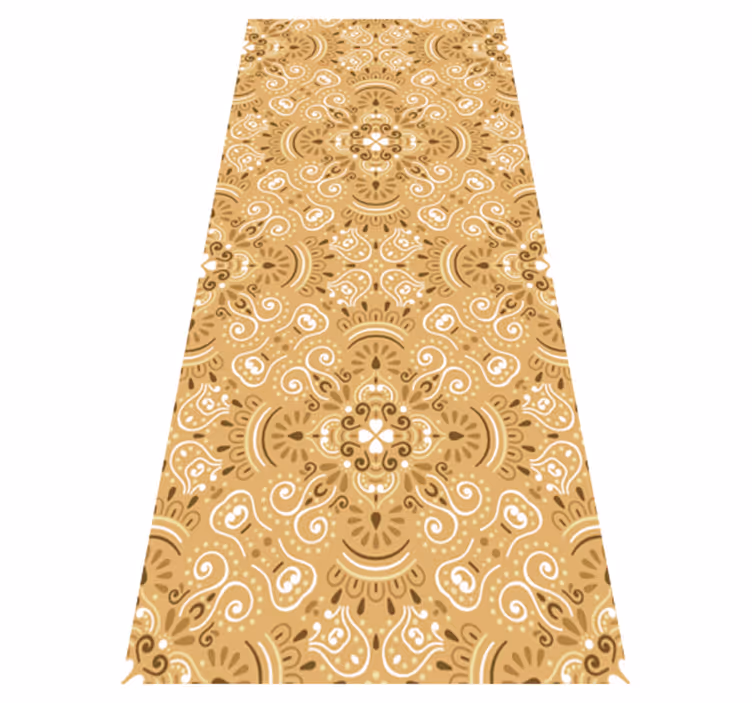 Vinyl teppich orange mit vintage beigem ornamente-muster - TenStickers