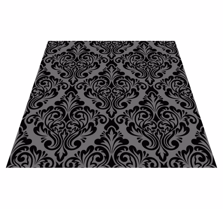 Vinyl teppich schwarz im vintage damast design - TenStickers