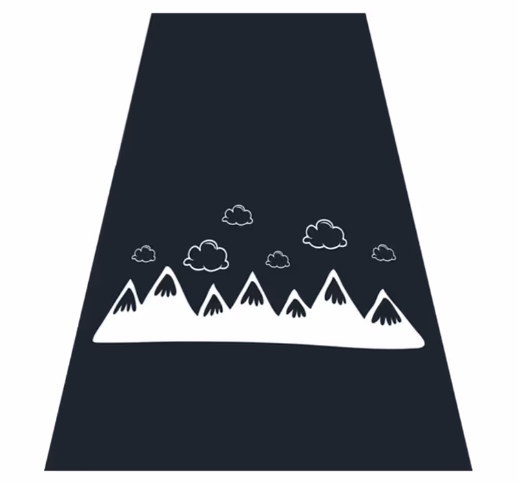 Vinyl teppich schwarz mit handgezeichneten bergen und wolken - TenStickers