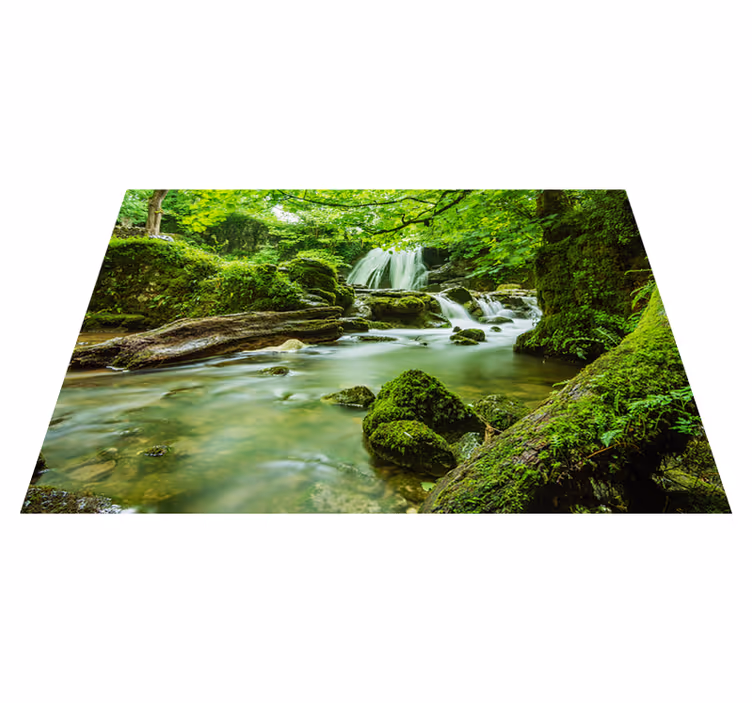 Vinyl teppich grün ruhiger wasserfall - TenStickers