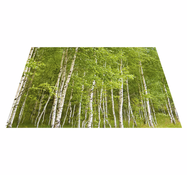 Vinyl teppich grün birkenbaum - TenStickers