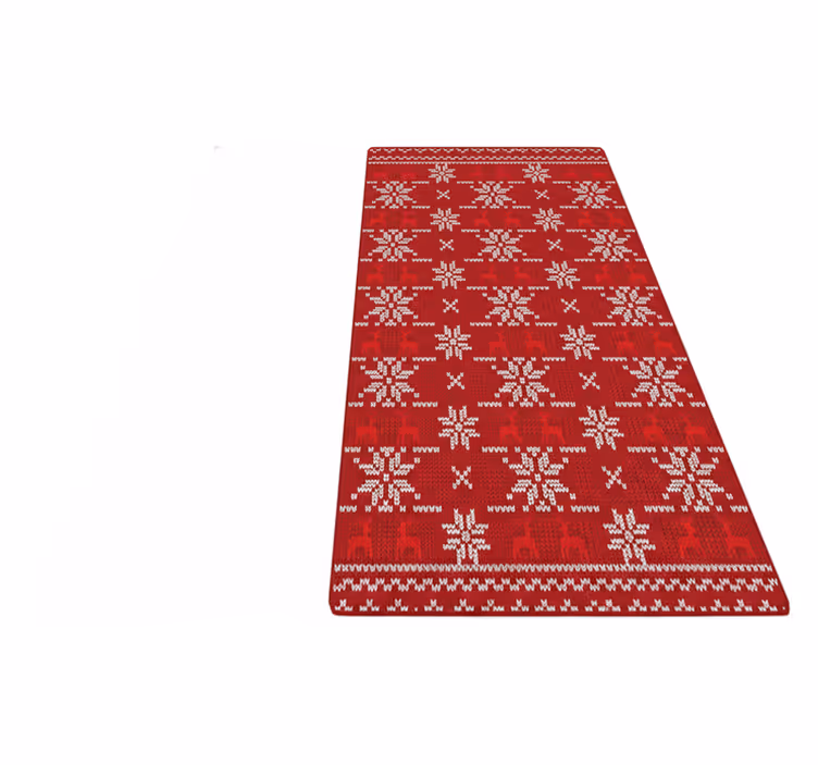 Vinyl teppich rot mit typischem weihnachtsmuster - TenStickers