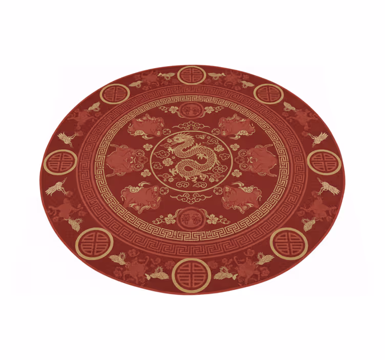 Vinyl teppich rot im chinesischen vintage-muster - TenStickers