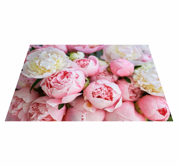 Vinyl teppich rosa mit bouquet aus pinken rosen - TenStickers