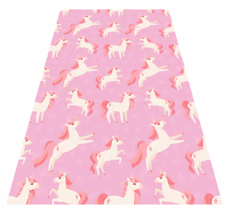 Vinyl teppich rosa mit pastellfarbenen einhörnern - TenStickers