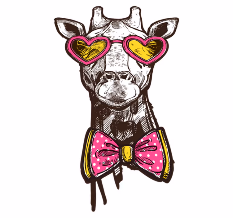 Vinylteppich Tier schrullige giraffenherzbrille - TenStickers