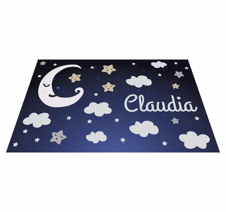 Vinylteppich mit Name anpassbares Sternennachtdesign - TenStickers