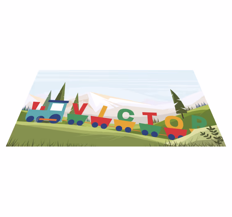 Vinylteppich Baby anpassbares Alphabet Zug Thema - TenStickers