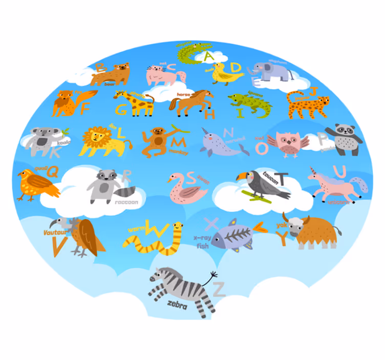 Vinylteppich Schlafzimmer alphabetisches Tierkreis - TenStickers
