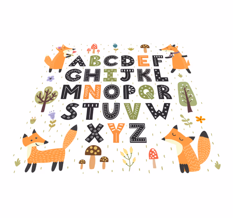 Vinylteppich Schlafzimmer alphabetical Forest Animals - TenStickers