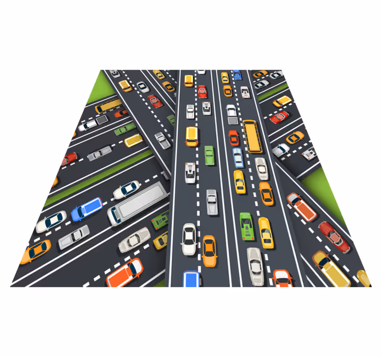 Vinyl Teppich Straßen stadtverkehrsillustration - TenStickers