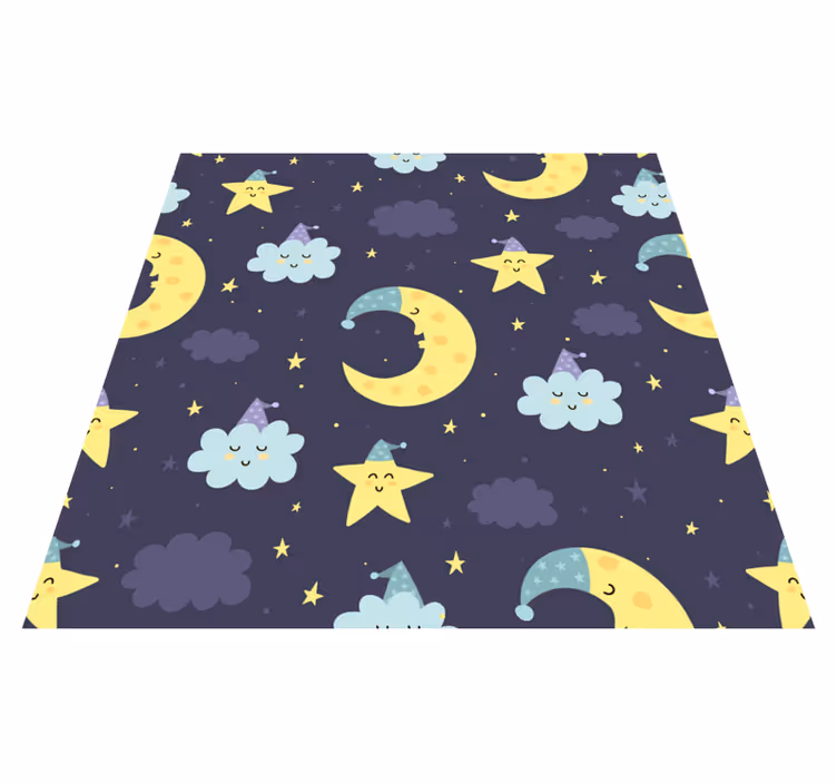 Fabelhafte sterne und mond kinder vinyl teppich - TenStickers
