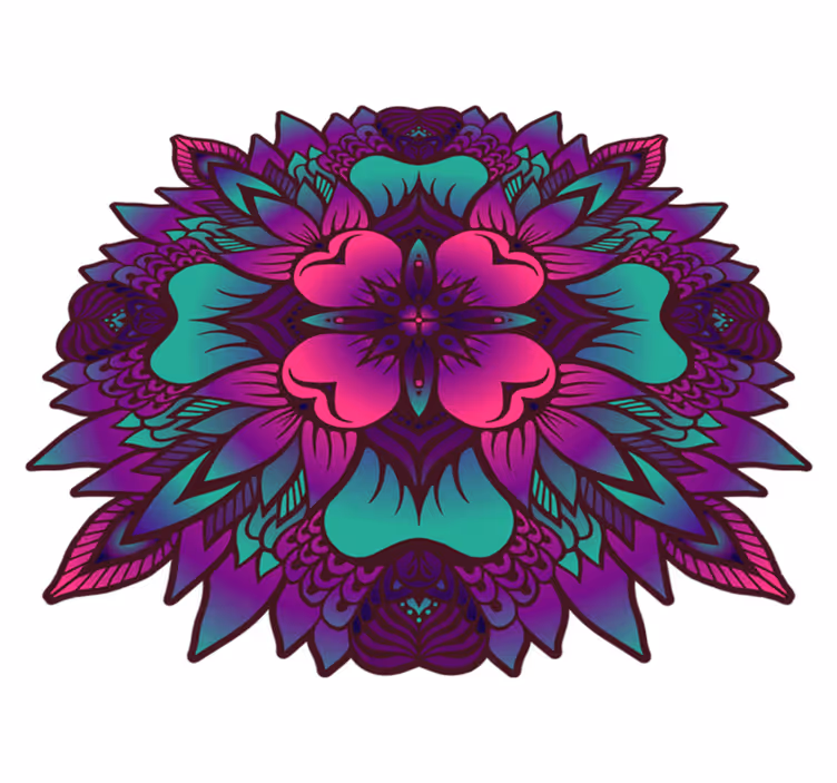 Floraler mandala-flieder vinyl teppich - TenStickers