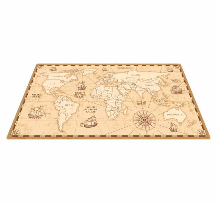 Erstaunliche vintage weltkarte vinyl teppich - TenStickers