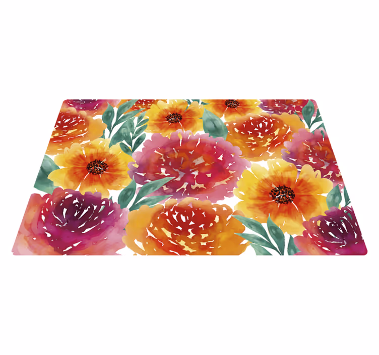 Vinyl Teppich Blumen blumenaquarell - TenStickers