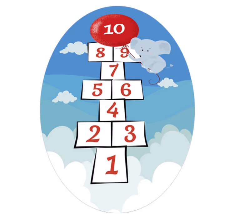 Vinyl Teppich Kinder himmel und hölle ballon elefant - TenStickers