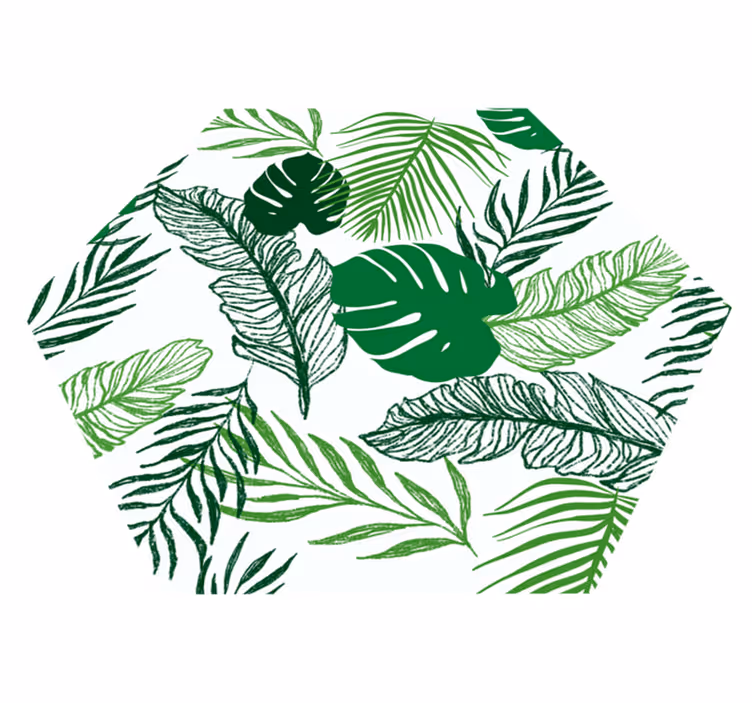Vinyl Teppich Blumen tropisches laub sechseck - TenStickers