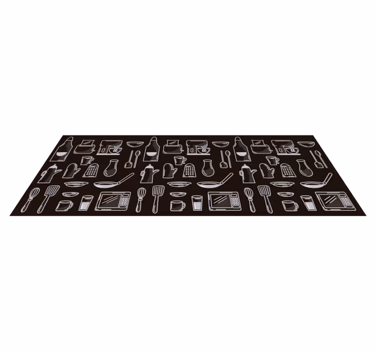 Vinyl Teppich Küche Küchenutensilien Muster - TenStickers