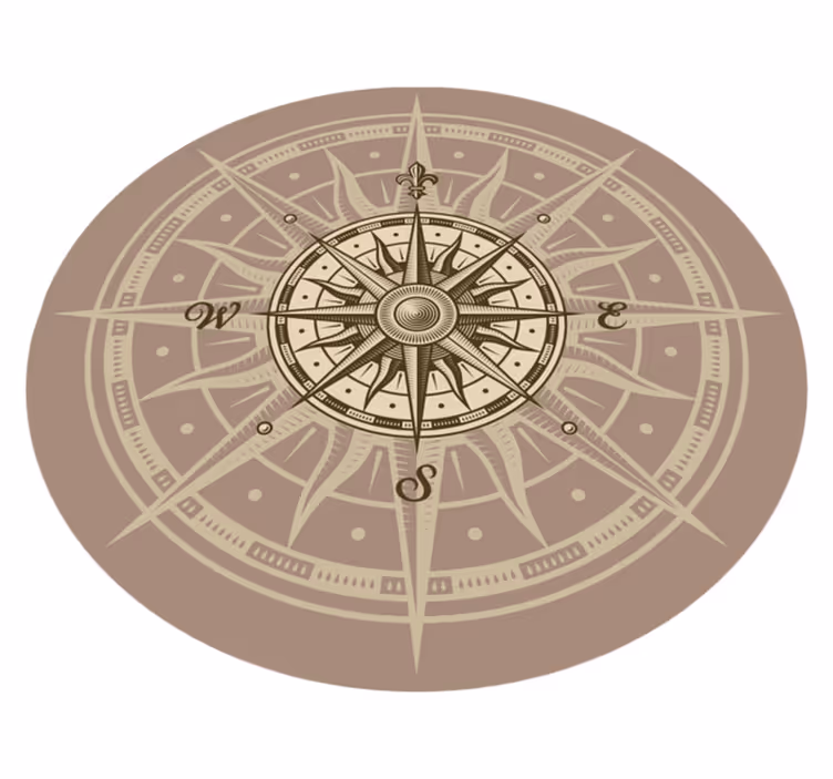 Wundervoller runder vintage kompass vinyl teppich - TenStickers