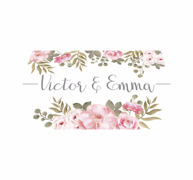 Personalisierter blumenname vinyl teppich - TenStickers