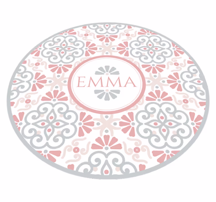Kreisförmiger vinylteppich mit blumenmuster und namen - TenStickers